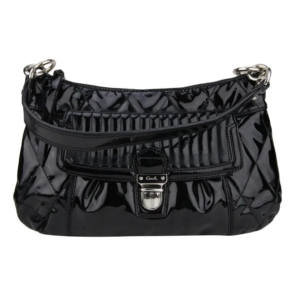 Coach liquid Gloss Black Poppy Quilted Shoulder Bag - Picture 9 of 11